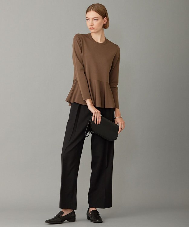 ICB 【UVケア・洗える】ウール2WAYストレッチ ワイドストレートパンツ ブラック系