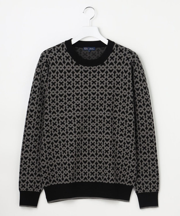 23区GOLF 【MEN】モノグラムジャガードニット ブラック系5