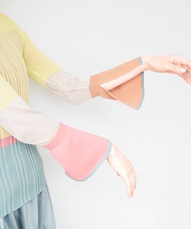 COQ CACTUS カラーブロックリブニット イエロー