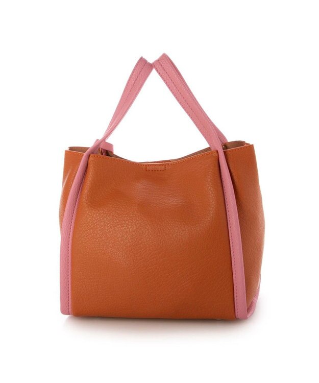 UNBILLION カシュカシュ cachecache / ミニショルダー付きソフトレザー調ミニトートバッグ オレンジミックス