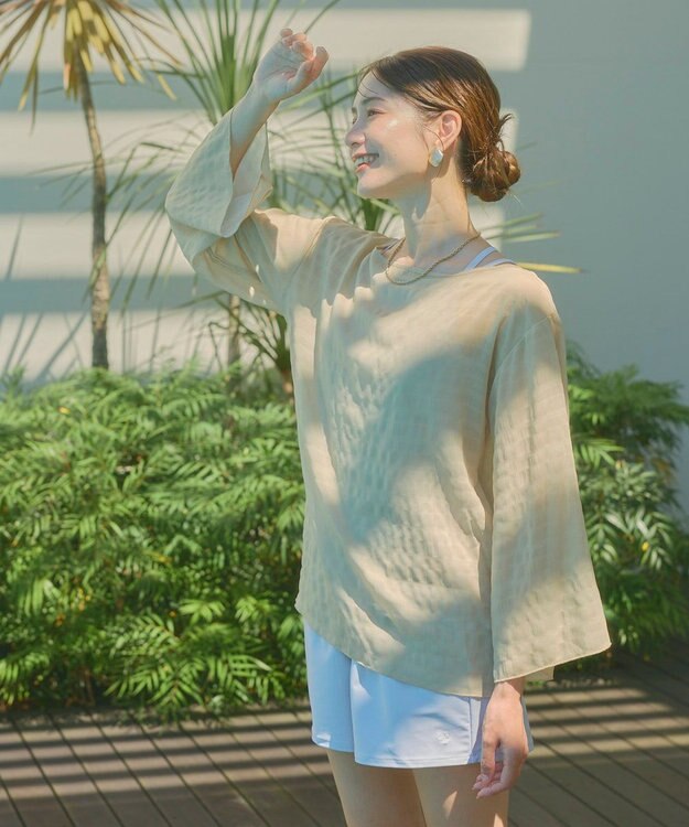 OP／FILA 【Ocean Pacific】シアートップス付き4点セット水着 ベージュ
