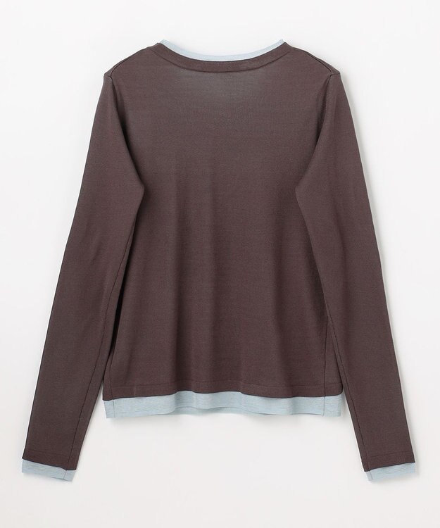 ANY カラーレイヤードニットTシャツ モカ×ブルー