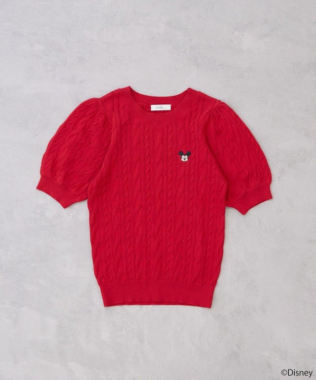 earth music&ecology Ｄｉｓｎｅｙ×Ｓｅｉｊｉ　Ｍａｔｓｕｍｏｔｏ刺繍ニット Red