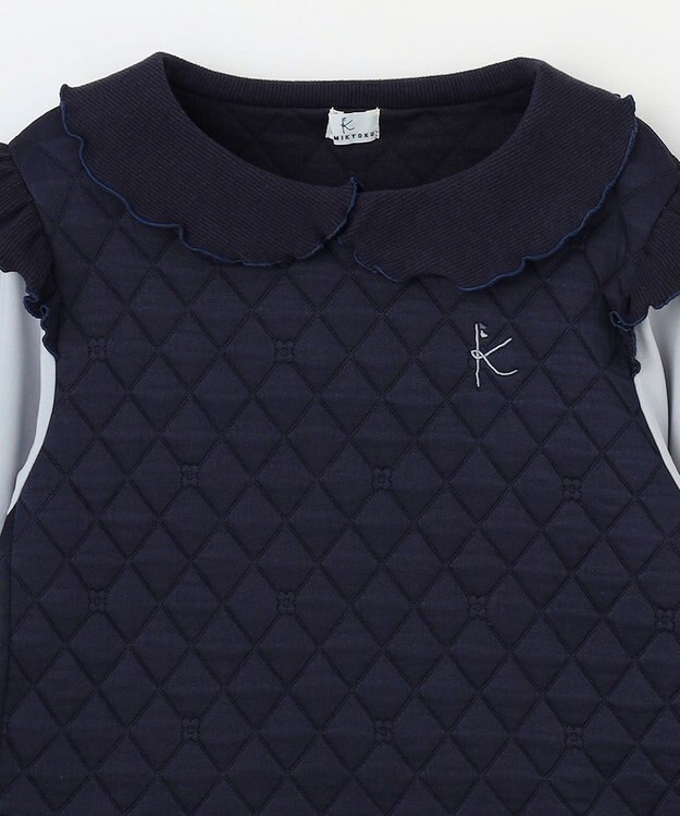 組曲 KIDS 【110-140㎝】フラワーキルトレイヤード トップス ネイビー系