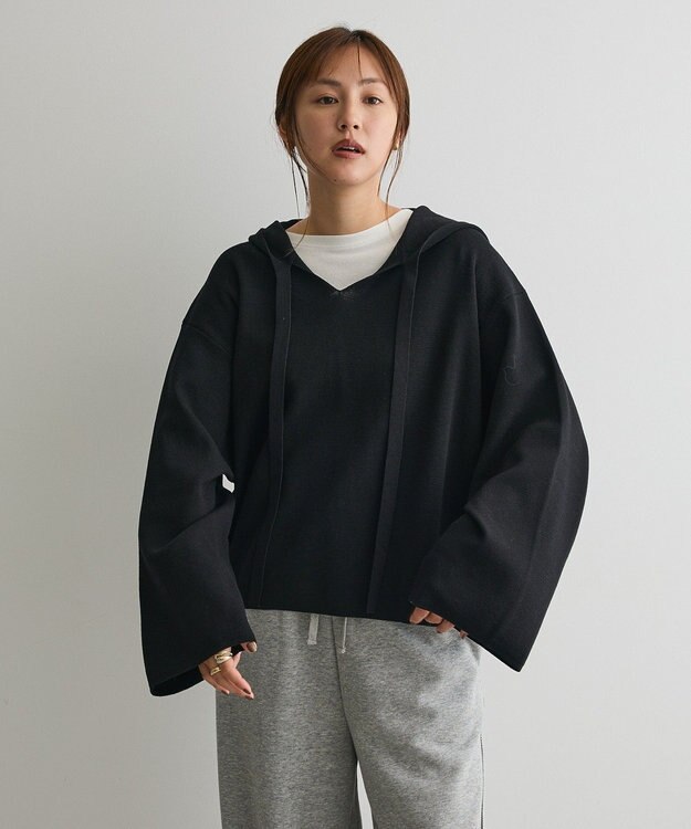 CRAFT STANDARD BOUTIQUE ハーフミラノニットフーディー＜ハンドウォッシャブル＞ Black