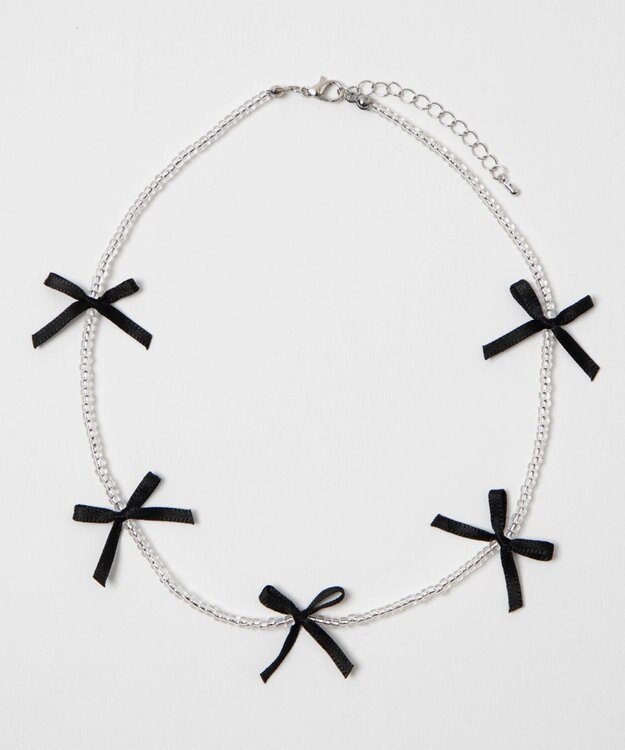 WEGO Lビーズサテンリボンネックレス 柄1