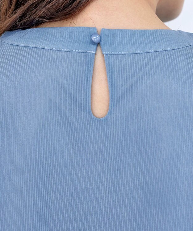 Tiaclasse 【洗える】ドビーシフォンパフスリーブブラウス ブルー