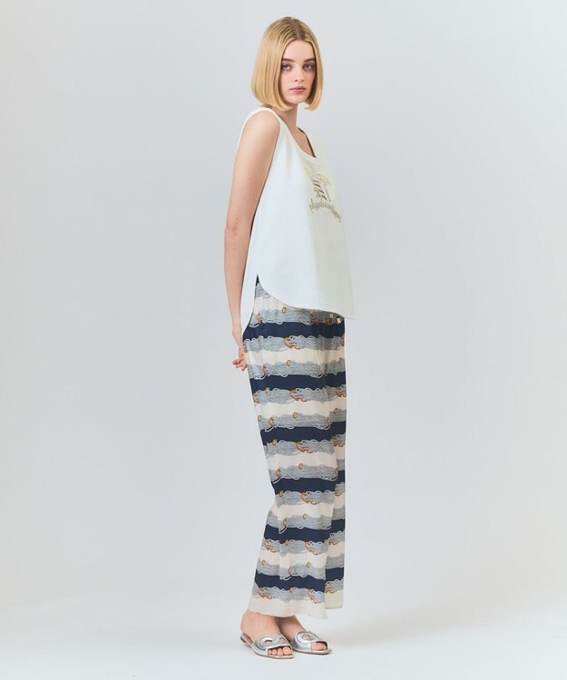 GRACE CONTINENTAL ロープボーダーパンツ ネイビー