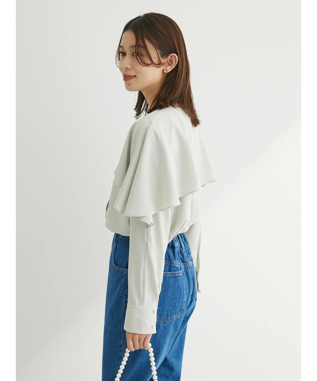 Green Parks ケープ風ブラウス Light Green