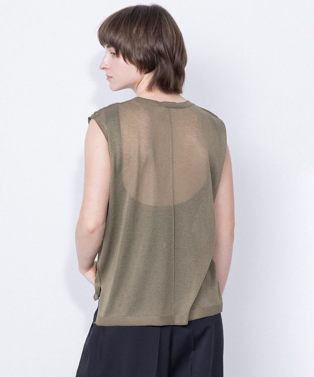 NAVE シアーニット ノースリーブ カーキ系