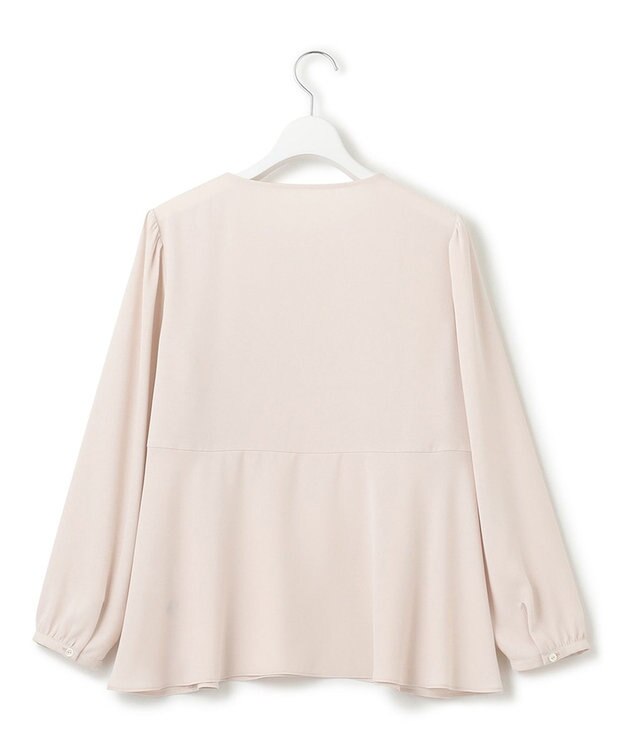 23区 L 【洗える】バックサテンアムンゼン ペプラム デザイン ブラウス ベージュ系