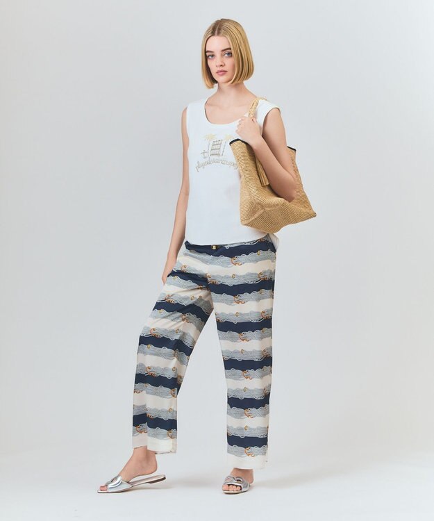 GRACE CONTINENTAL ロープボーダーパンツ ネイビー