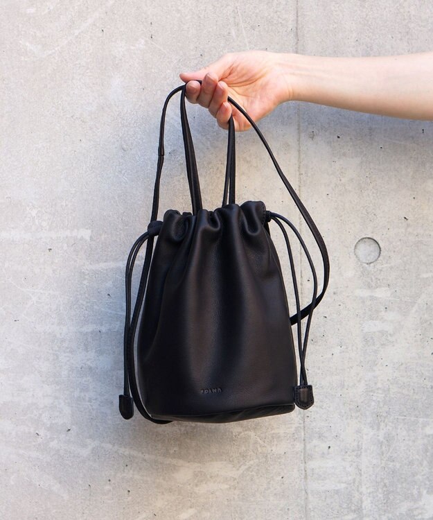 FOLNA RD ソフトレザー2WAY巾着ショルダーバッグ ブラック