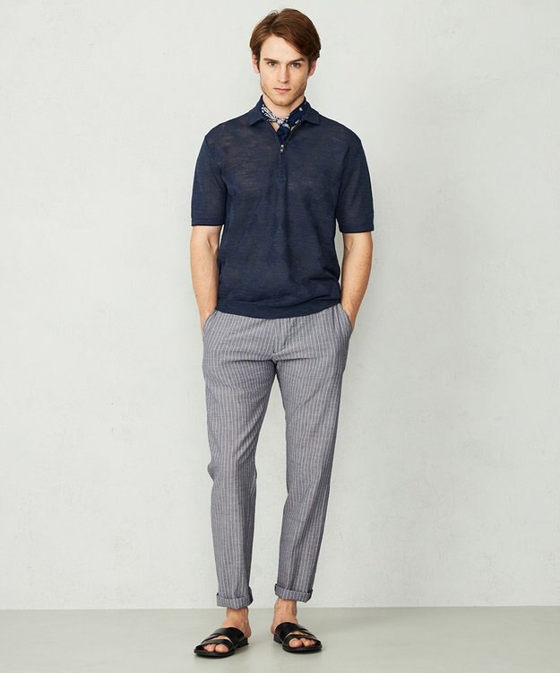 JOSEPH ABBOUD 【キングサイズ・オーガニックコットン】ドライサッカーストライプ　パンツ ブルー系2