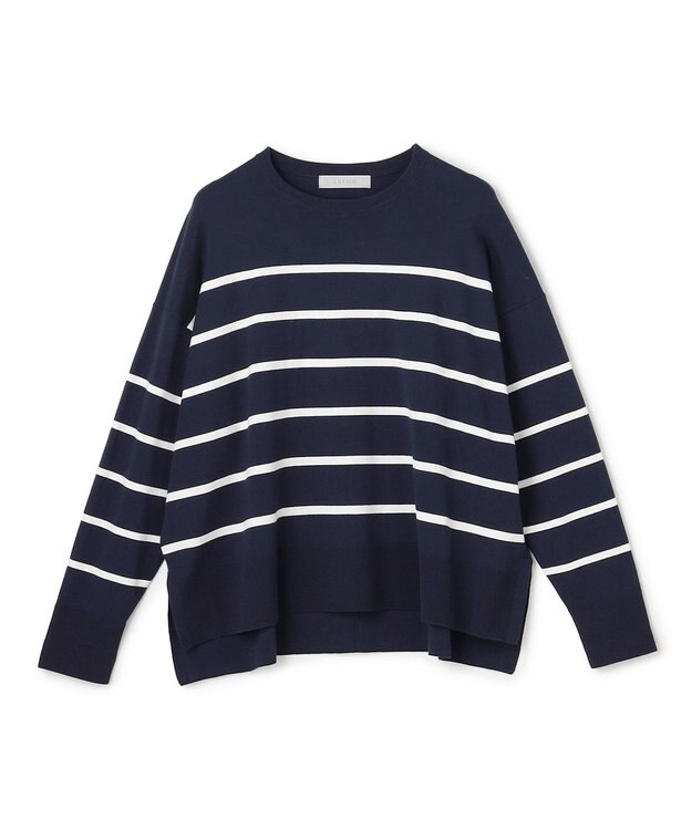 UNFILO 【リピート率の高さが魅力！毎シーズン大好評】マイビューティニット クルーネック ネイビーボーダー