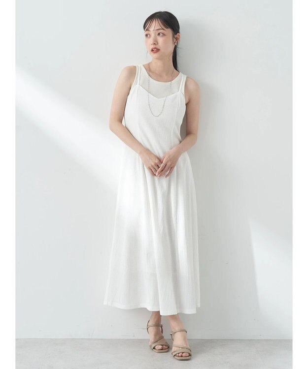 earth music&ecology チェックキャミワンピース White