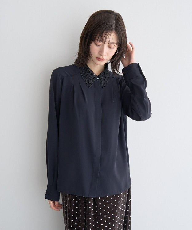 YECCA VECCA 2wayレース襟ブラウス Dark Navy