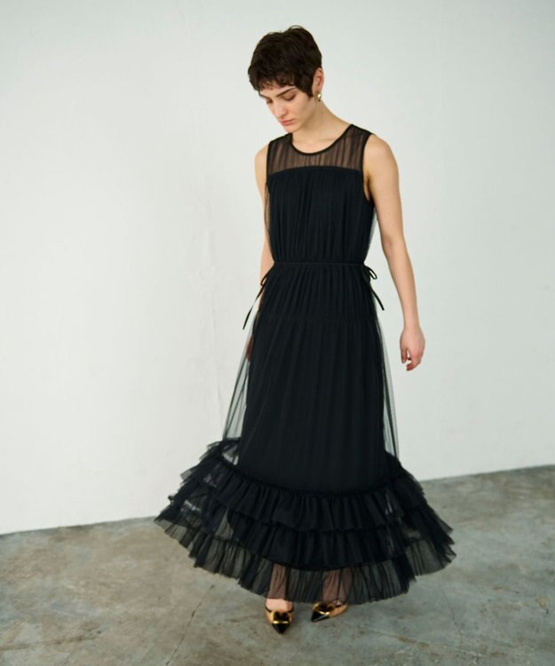 GRACE CONTINENTAL チュールティアードワンピース ブラック