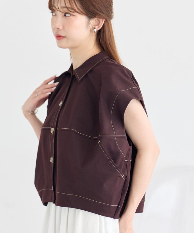 earth music&ecology コクーンフォルムシャツ Brown