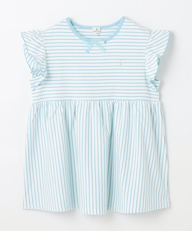 組曲 KIDS 【UVケア】【150-160㎝】マリンボーダー チュニック サックスブルー