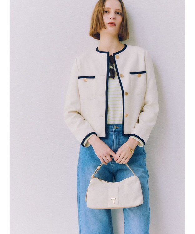 Te chichi ライトツイードバイカラージャケット《2026 spring catalog item》 アイボリー