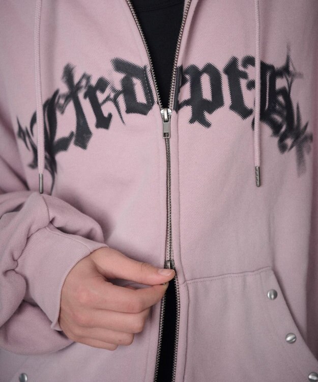 WEGO 【ユニセックス着用ITEM】グラフィックZIPパーカー ピンク