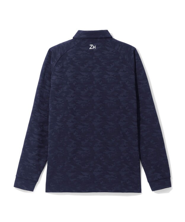 ZERO HALLIBURTON カモフラージュ柄 ジャガードポロロングシャツ ZHG-A4A 2b 82853 ゴルフウェア シルバーグレー