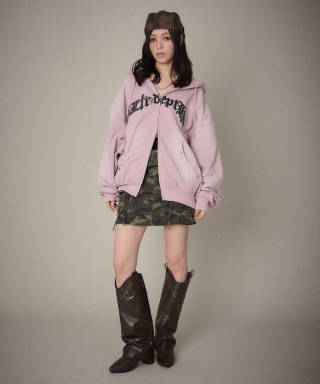 WEGO 【ユニセックス着用ITEM】グラフィックZIPパーカー ピンク