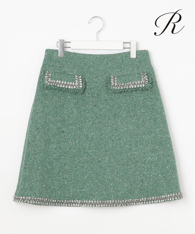 23区 【R(アール)】カラーツイード スカート サックスブルー系