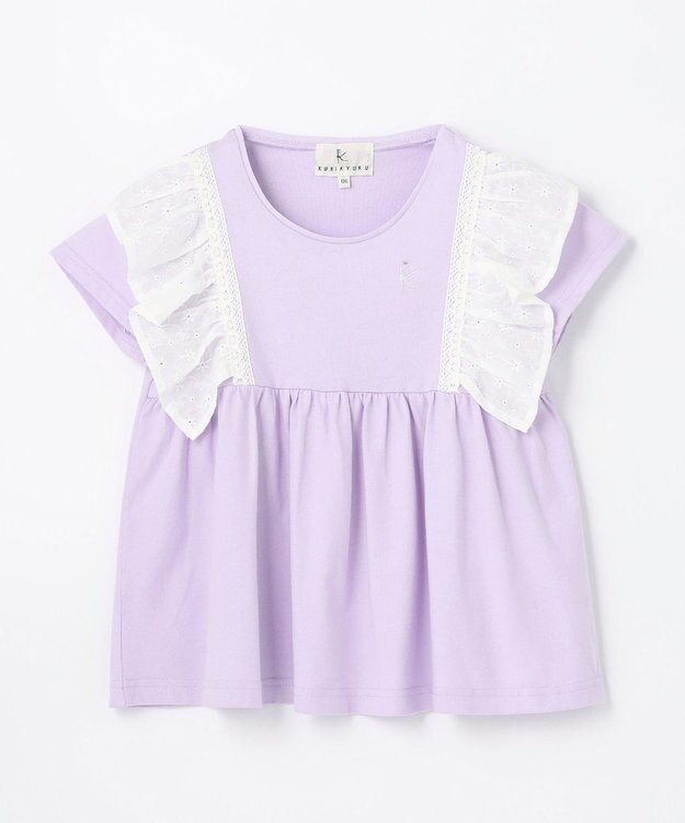 組曲 KIDS 【110-140cm】ラッフルレースフリル Tシャツ ラベンダー系