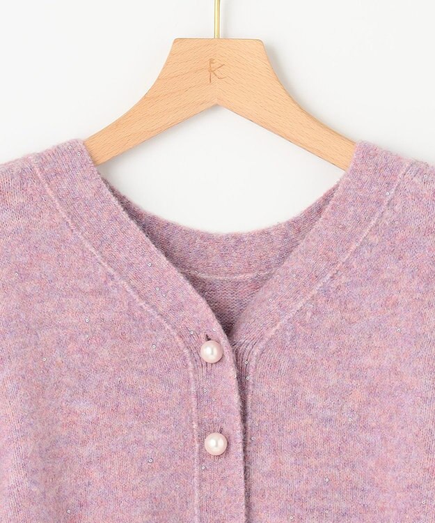 組曲 【人気商品再入荷！】スパンコールヤーン ニットカーディガン ピンク系