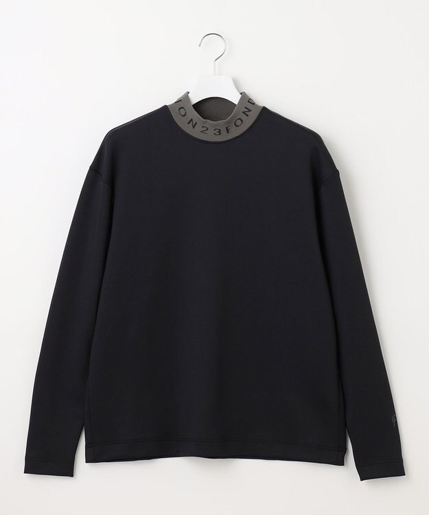 23区GOLF 【23Fondation/MEN】【吸水速乾・UVケア】バイカラー 長袖モックネックシャツ ブラック系