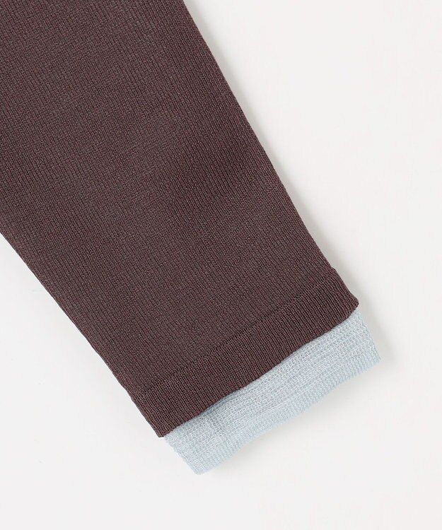 ANY カラーレイヤードニットTシャツ モカ×ブルー