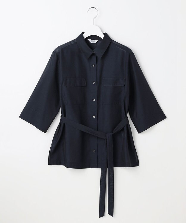 J.PRESS LADIES L リネンシアースラブ シャツ ブラウス ネイビー系