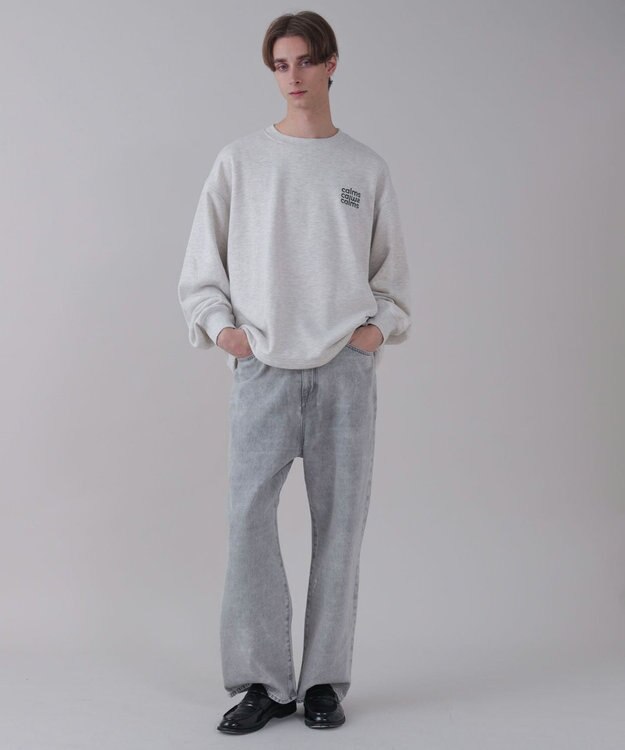 WEGO 【ユニセックス着用ITEM】ショートドロストワンポイント刺繍プルオーバー 杢グレー