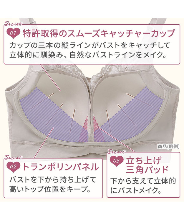 BRADELIS New York 【BRADELIS NewYork peace ブラデリス】ハートのキャッチャーカップで格上げフィットブラ24 補正 ブラジャー ノンワイヤーで楽に美バスト DB124301 グレージュ