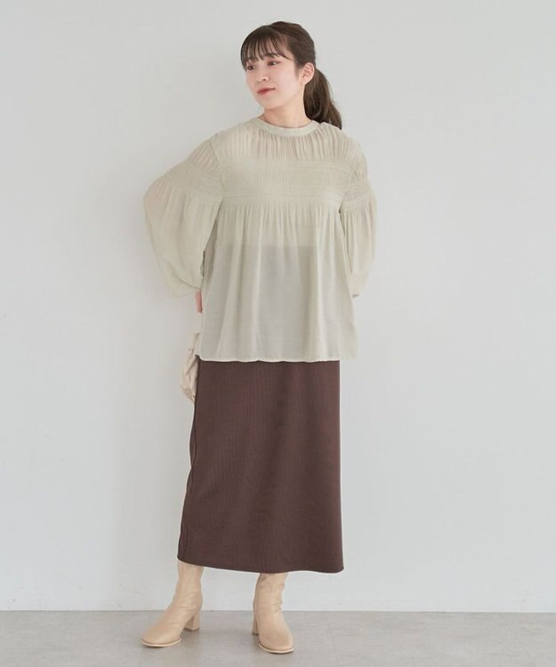 Green Parks マジョリカプリーツブラウス Green