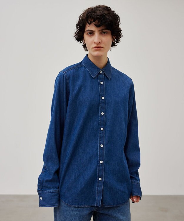 BEIGE， 【洗える】DELAUP / ダンガリー風コットンデニムシャツ Indigo