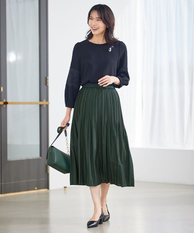 23区 【セットアップ対応】トリアセダブルジョーゼット ブラウス ブラック系