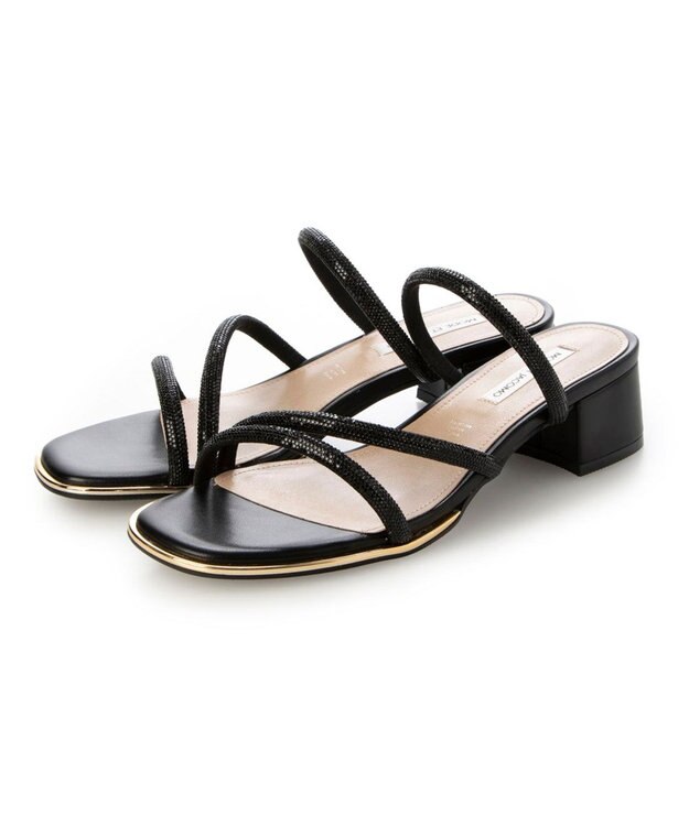 MODE ET JACOMO <MODE ET JACOMO>ラインストーンストラップミュールサンダル ブラック