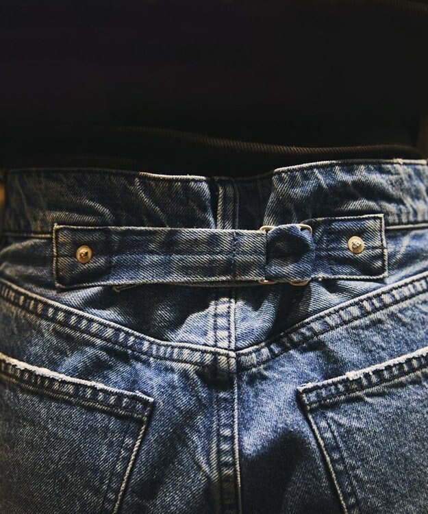 woadblue 【157】Long Rise Wide Pants デニムパンツ MIDBLUE