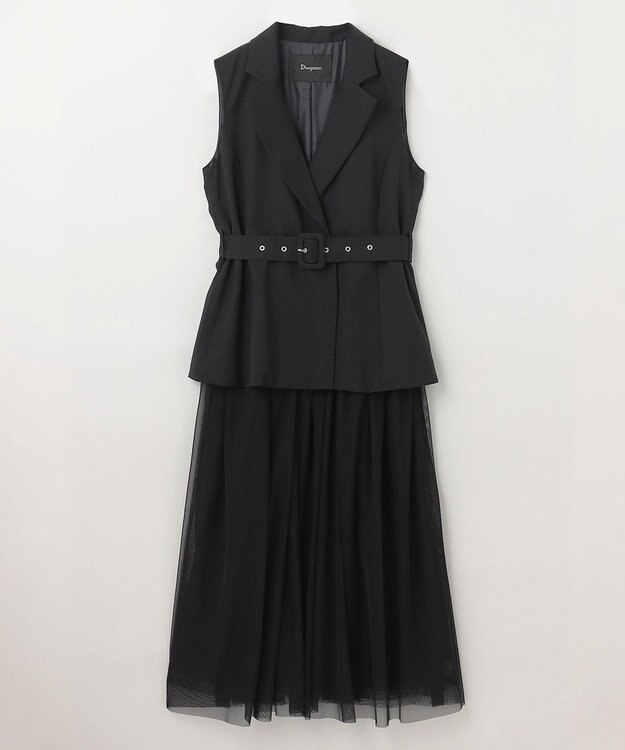 GRACE CONTINENTAL テーラーチュールワンピース ブラック