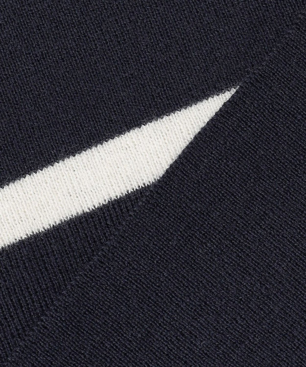 自由区 S 【洗える】コットンウールハイゲージボーダー ニット ネイビー×オフ