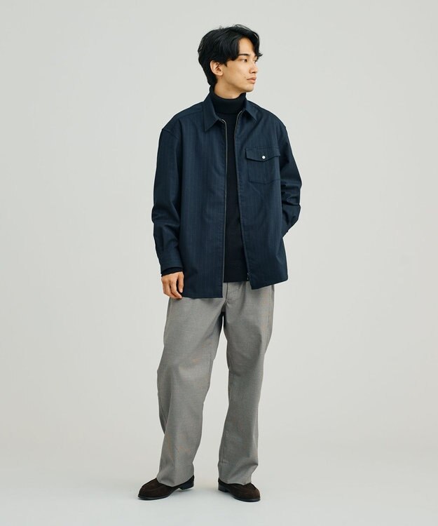 J.PRESS YORK STREET 【UNISEX】フロントジップ シャツ ネイビー系1
