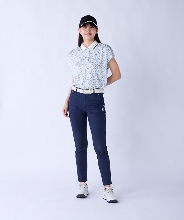 FILA GOLF／marie claire 【FILA GOLF】 ウェストロゴジャガードゴムツイルロングパンツ ネイビー