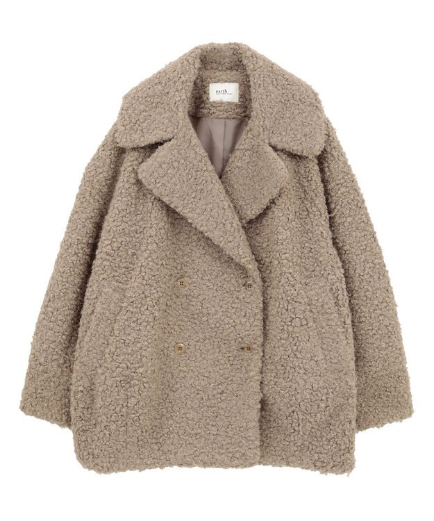 earth music&ecology ループファーコート Gray Beige