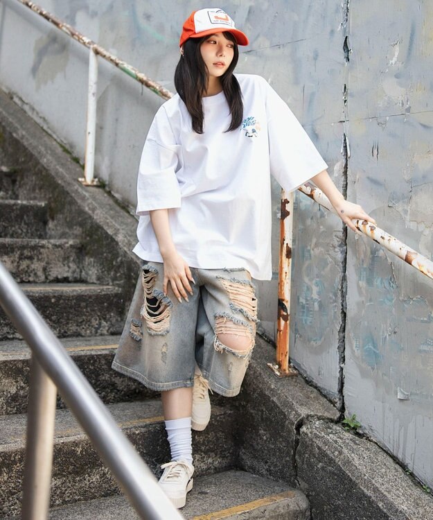 WEGO 【ユニセックス着用ITEM/SMLサイズ展開】別注BENDAVISグラフィックT（SS） ホワイト