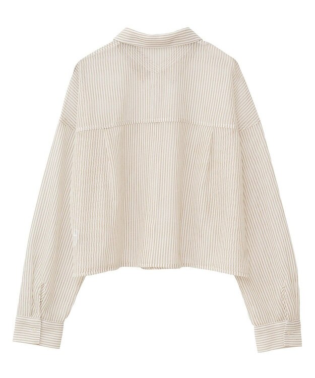 earth music&ecology メッシュストライプショートシャツ Beige