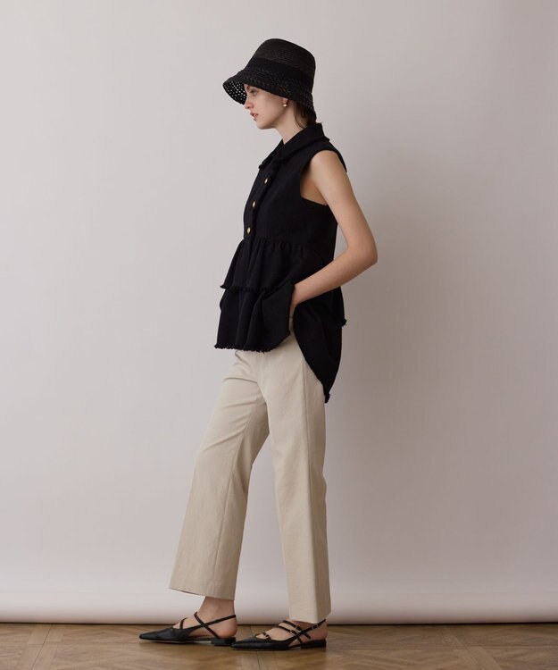 GRACE CONTINENTAL ツイードフリンジジレ ブラック