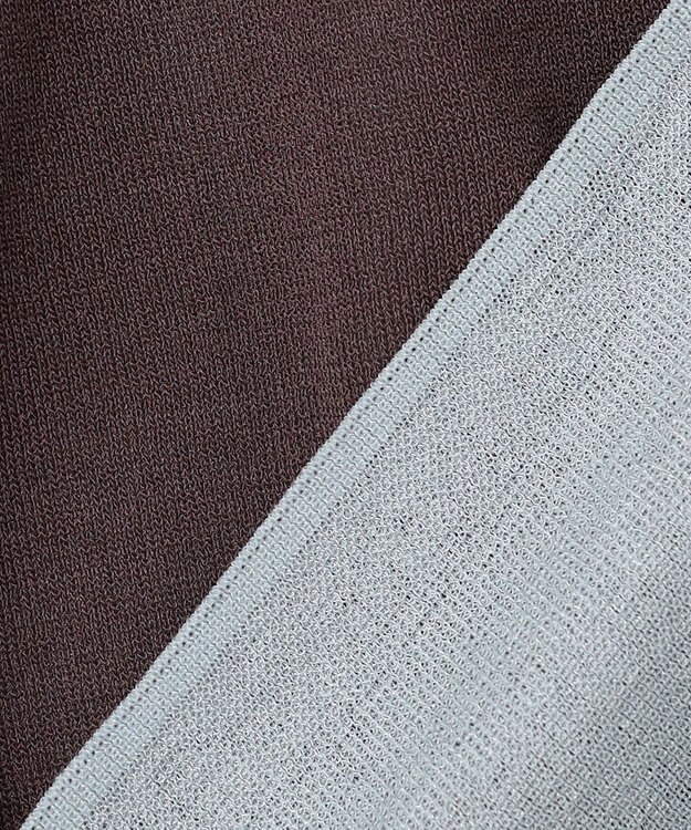 ANY カラーレイヤードニットTシャツ モカ×ブルー